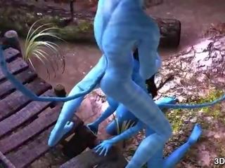 Avatar laska analny pieprzony przez ogromny niebieski kutas